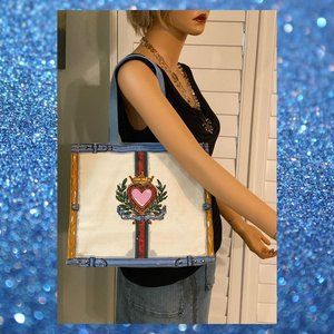 Brighton In Love We Trust Queen of Hearts Print Canvas Shoulder Purse Tote -NIP